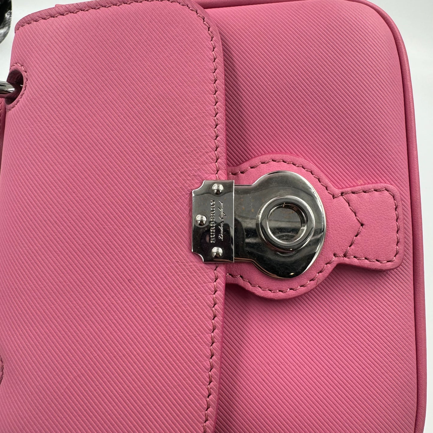 BURBERRY TRENCH CALFSKIN MINI TOP HANDLE BAG ROSE PINK