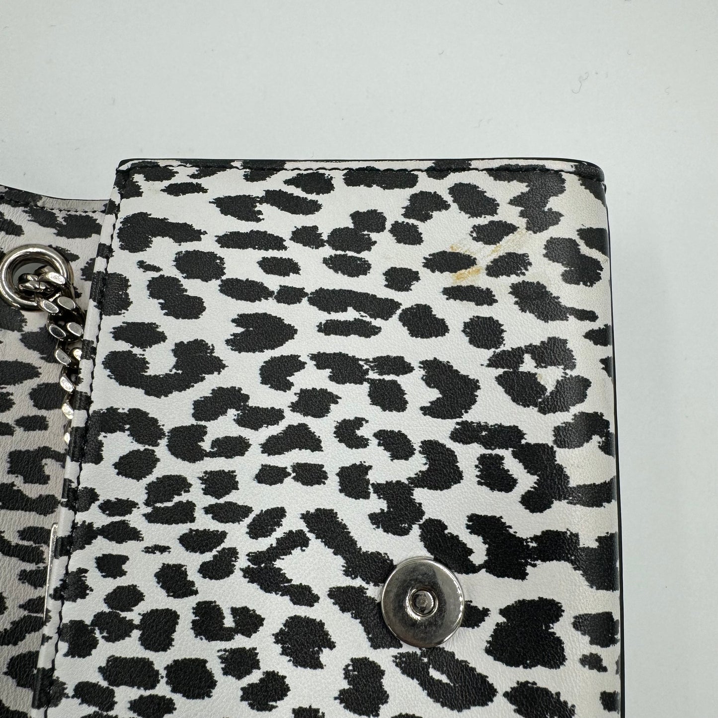 YVES SAINT LAURENT White Leopard Print Leather Small Kate Bag