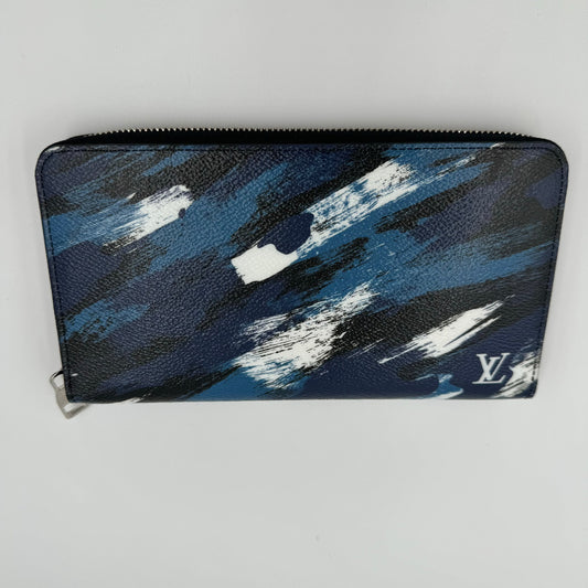LOUIS VUITTON Brushstroke Camouflage Print Zippy Organiser Wallet Blue