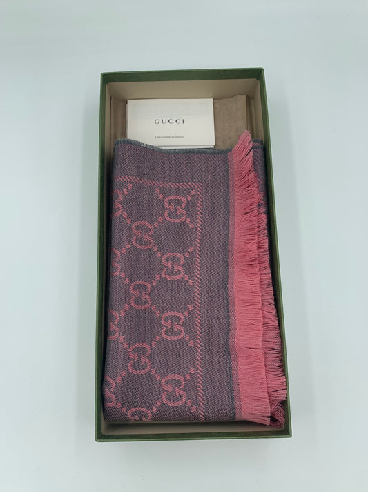 GUCCI GG Supreme Jacquard Scarf Pink