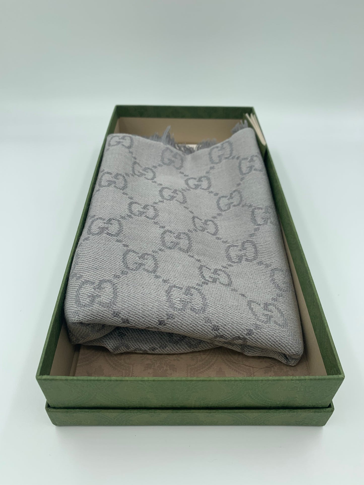 GUCCI GG Supreme Jacquard Scarf Grey