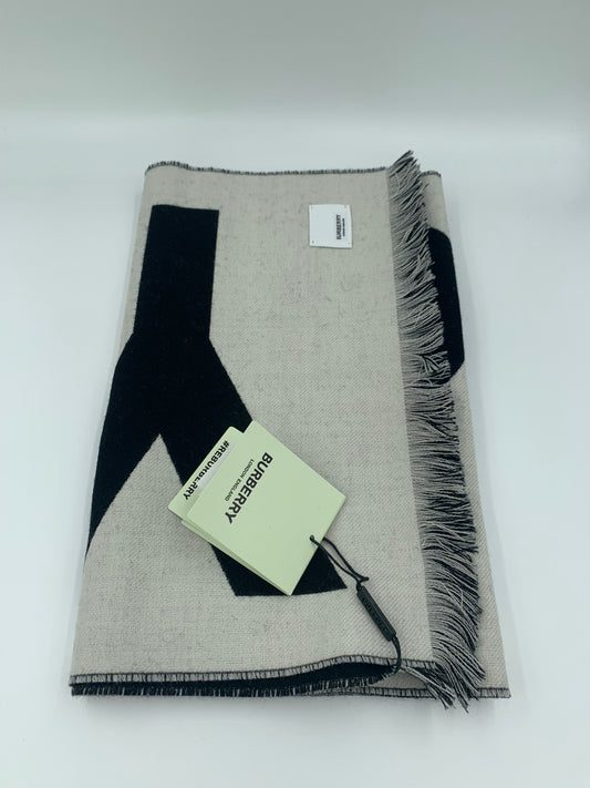 BURBERRY Logo Wool Scarf Beige