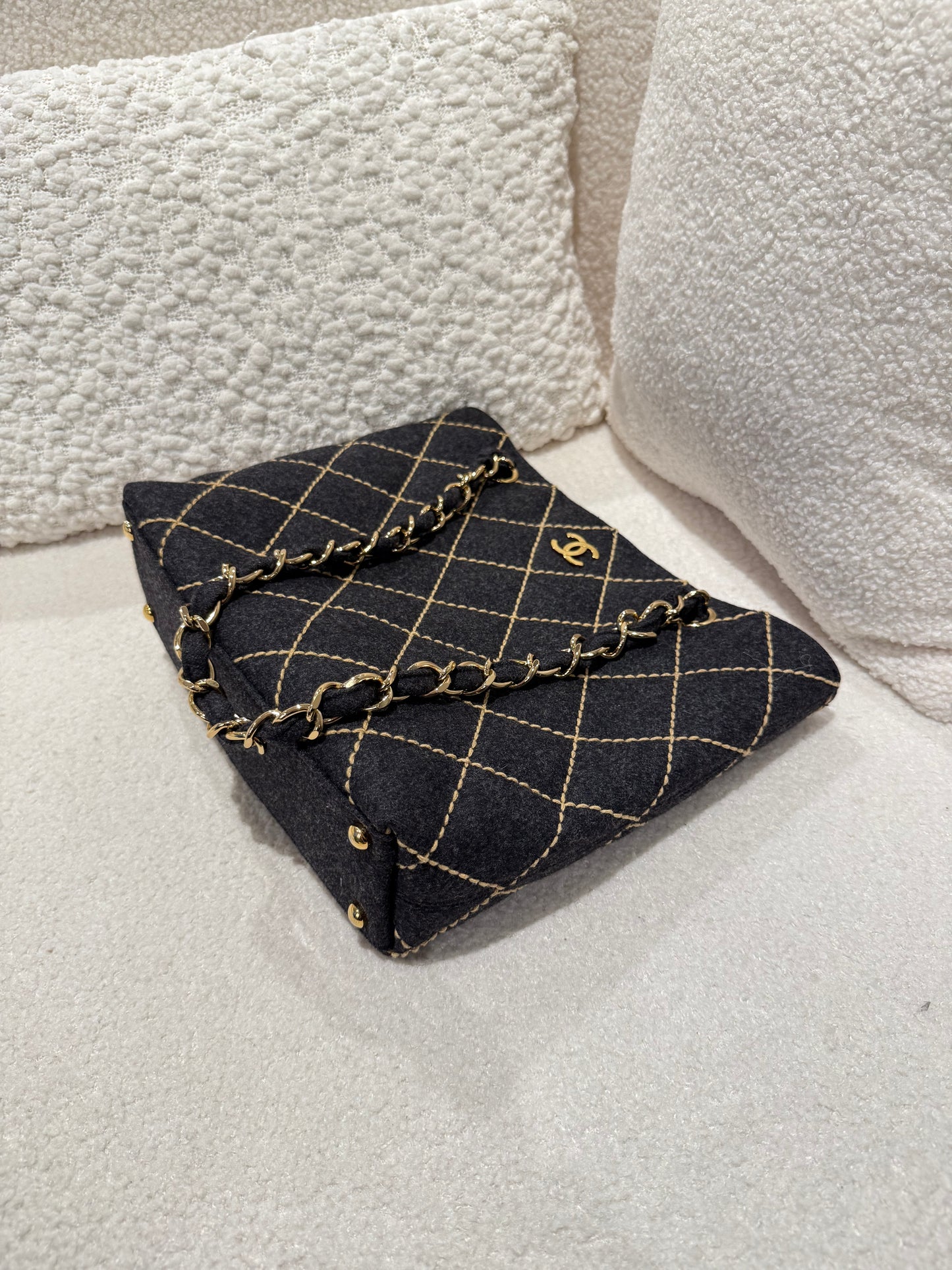 Chanel Wild Stitch Tote Wool leather