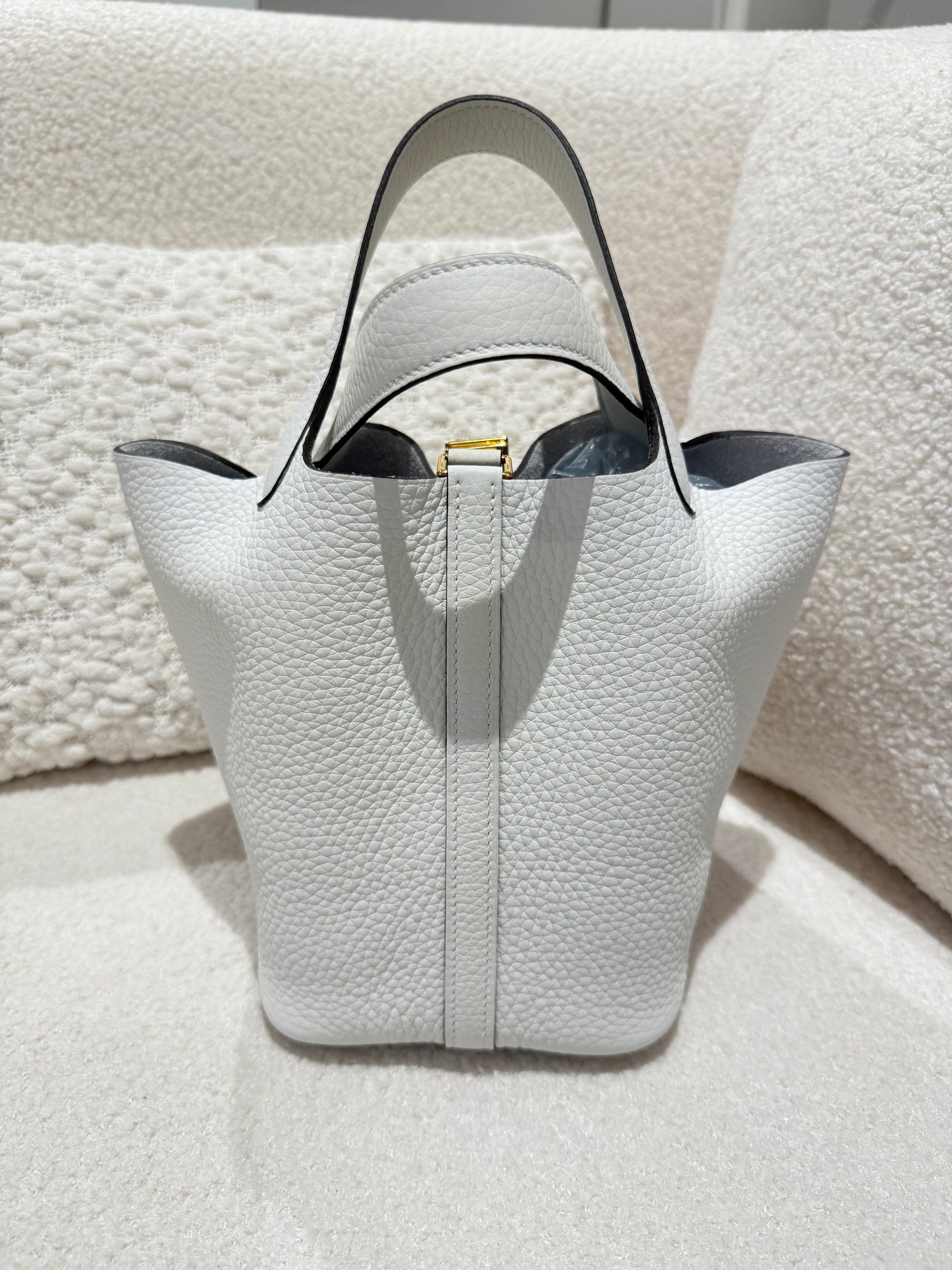 HERMES PICOTIN 18 LOCK BAG CLEMENCE NEW WHITE GHW STAMP B