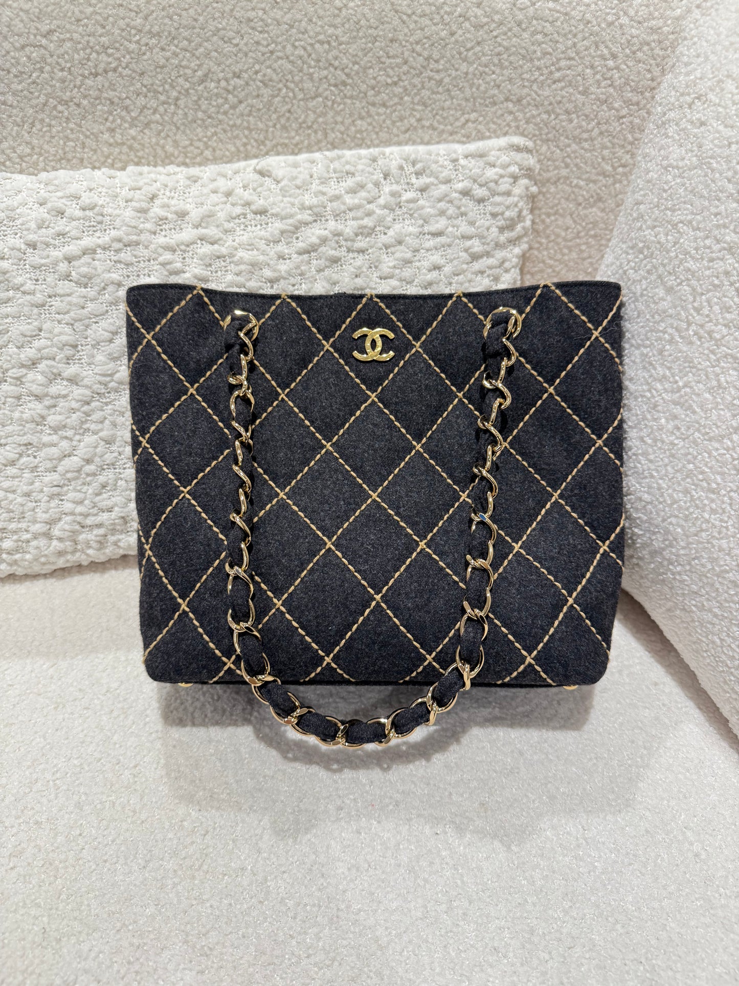 Chanel Wild Stitch Tote Wool leather