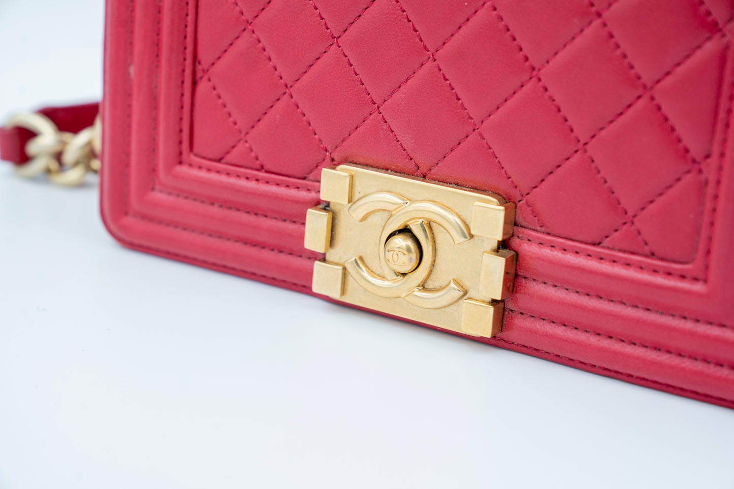 CHANEL SMALL LEBOY CAVIER RED