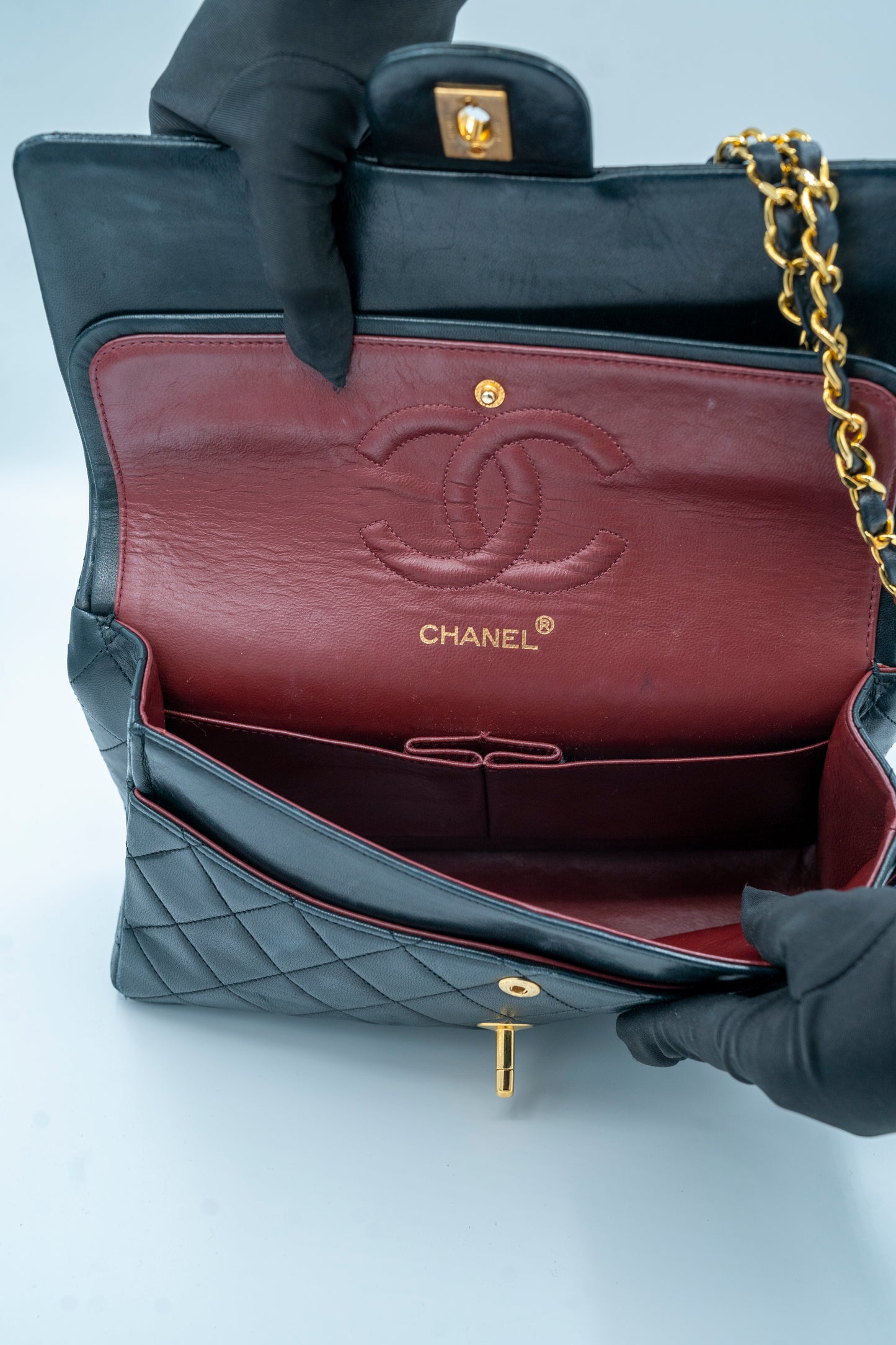 CHANEL VINTAGE FLAP BAG LAMBSKIN BLACK GHW