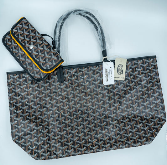 GOYARD SAINT LOUIS PM TOTE BAG GOYARD LINE CANVAS BLACK