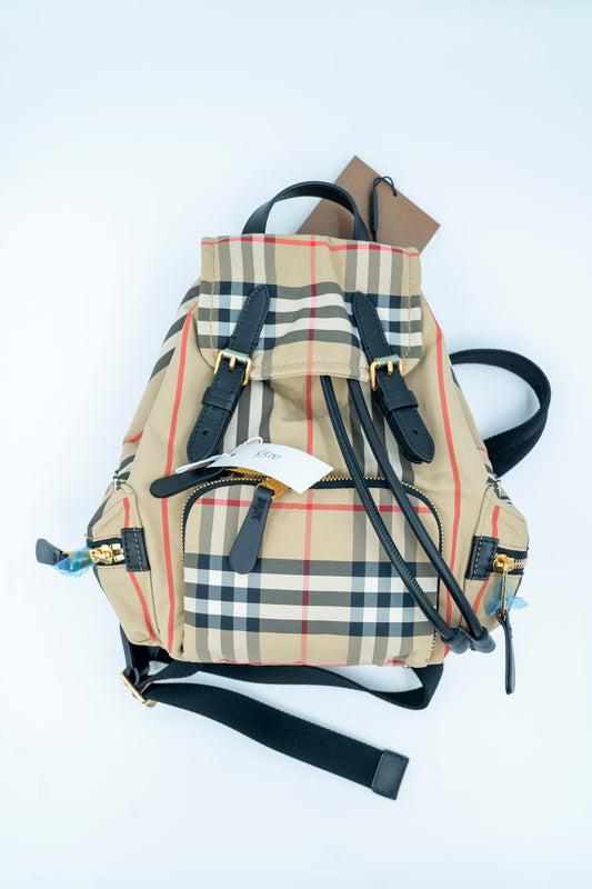 BURBERRY MEDIUM RUCKSACK BACKPACK NYLON BEIGE GHW