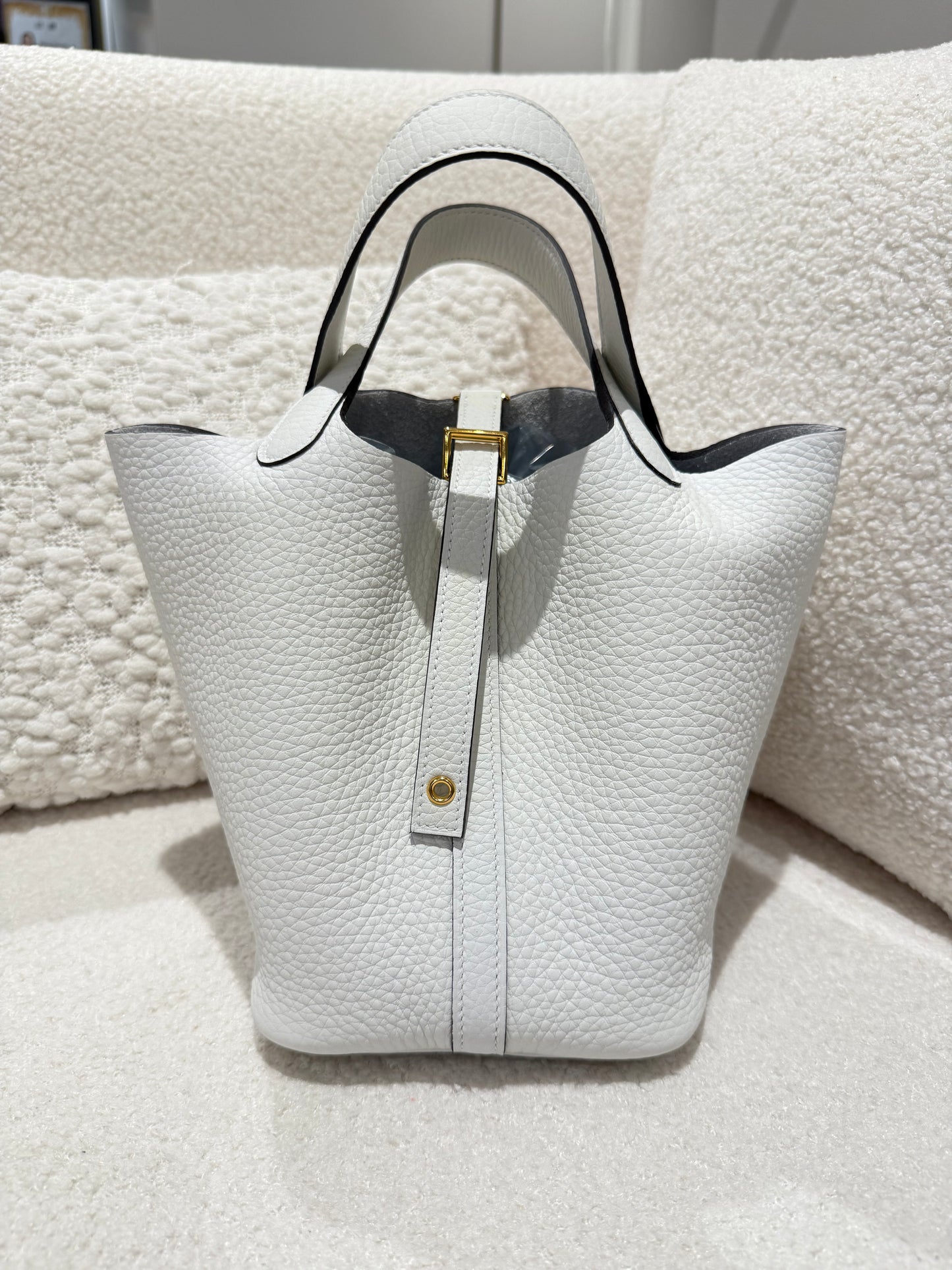 HERMES PICOTIN 18 LOCK BAG CLEMENCE NEW WHITE GHW STAMP B