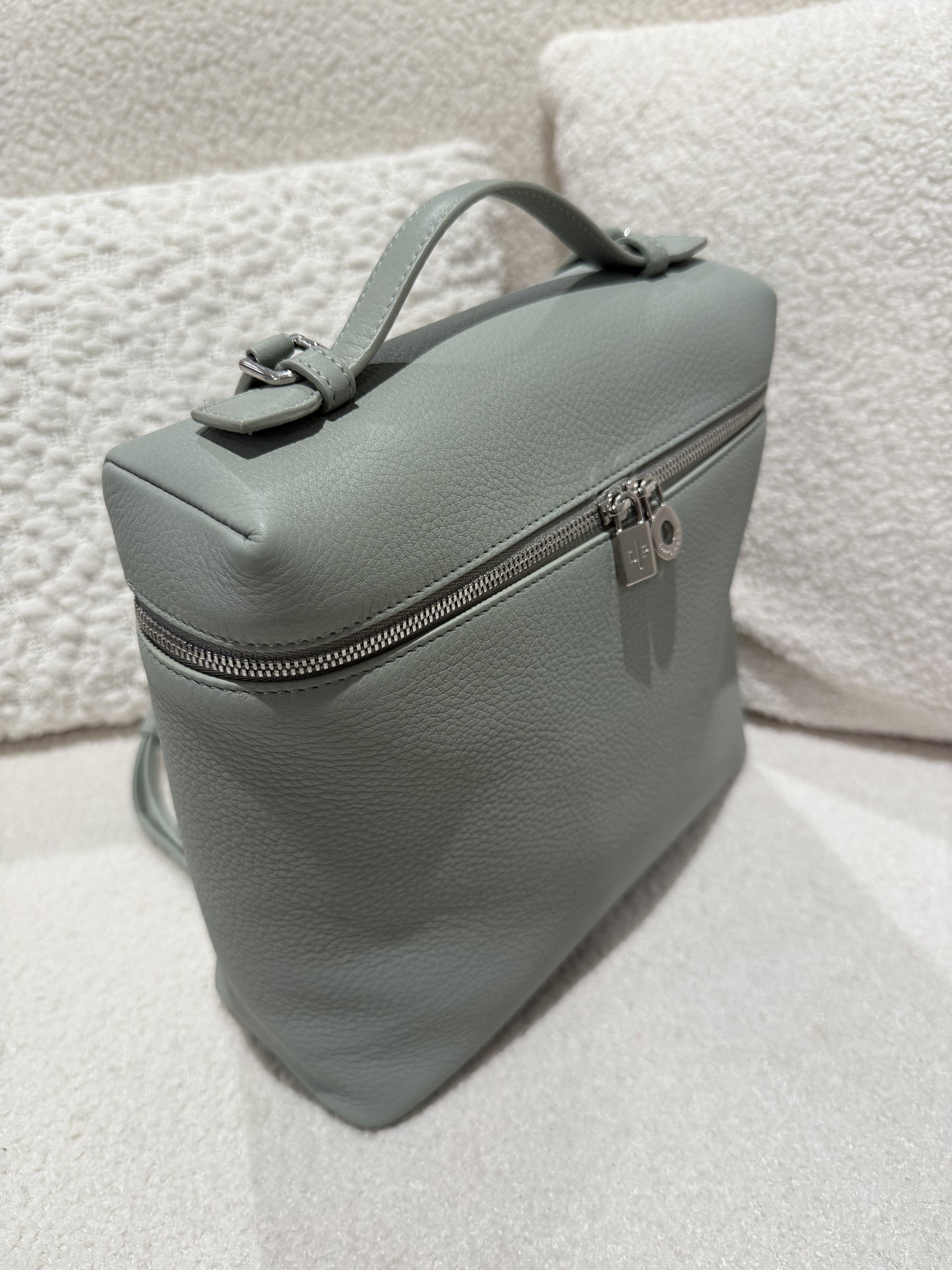 LORO PIANA Extra Pocket Calfskin Backpack Eucalyptus