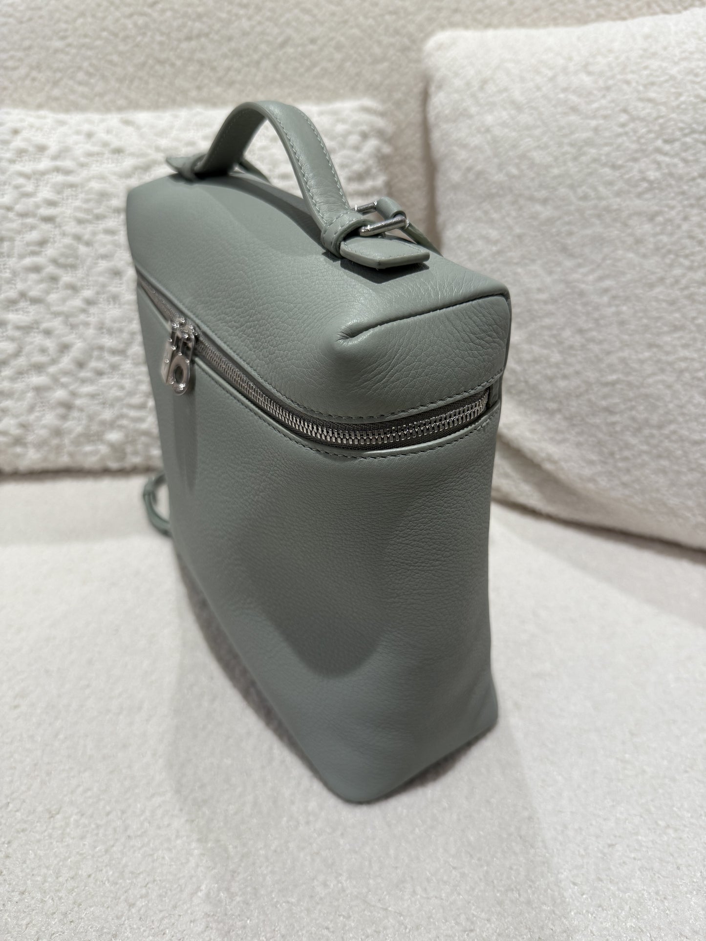 LORO PIANA Extra Pocket Calfskin Backpack Eucalyptus