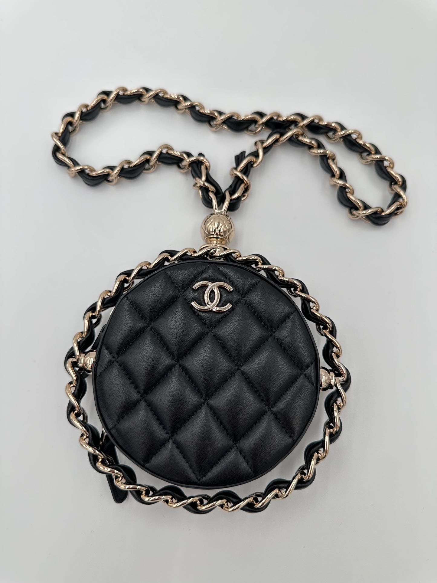 CHANEL EVENING CLUTCH WITH CHAIN LAMBSKIN BLACK LGHW