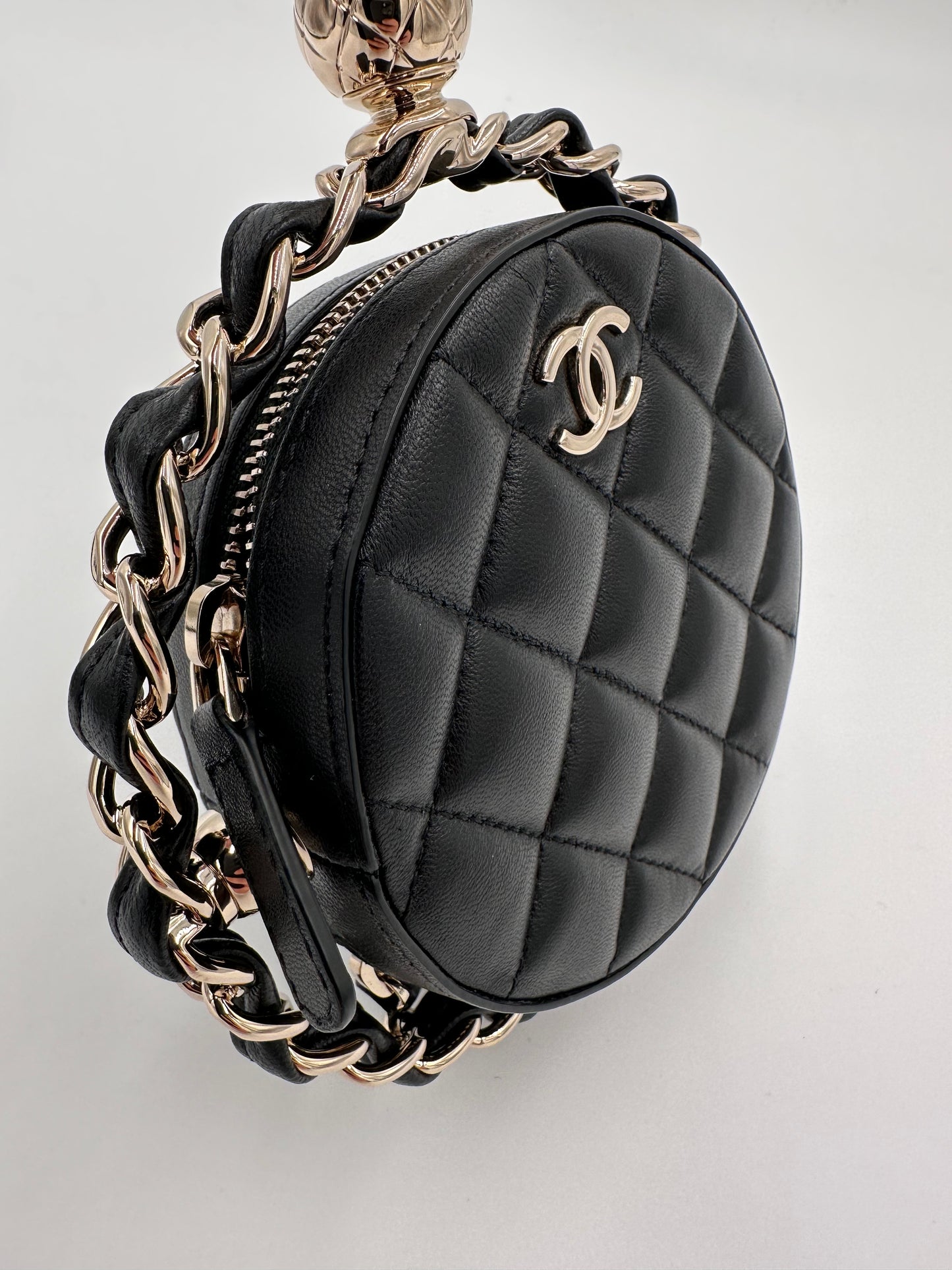 CHANEL EVENING CLUTCH WITH CHAIN LAMBSKIN BLACK LGHW