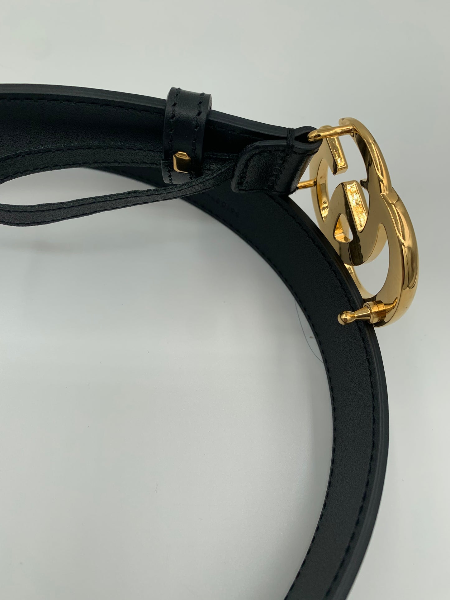 Gucci GG MARMONT LEATHER BELT WITH SHINY BUCKLE