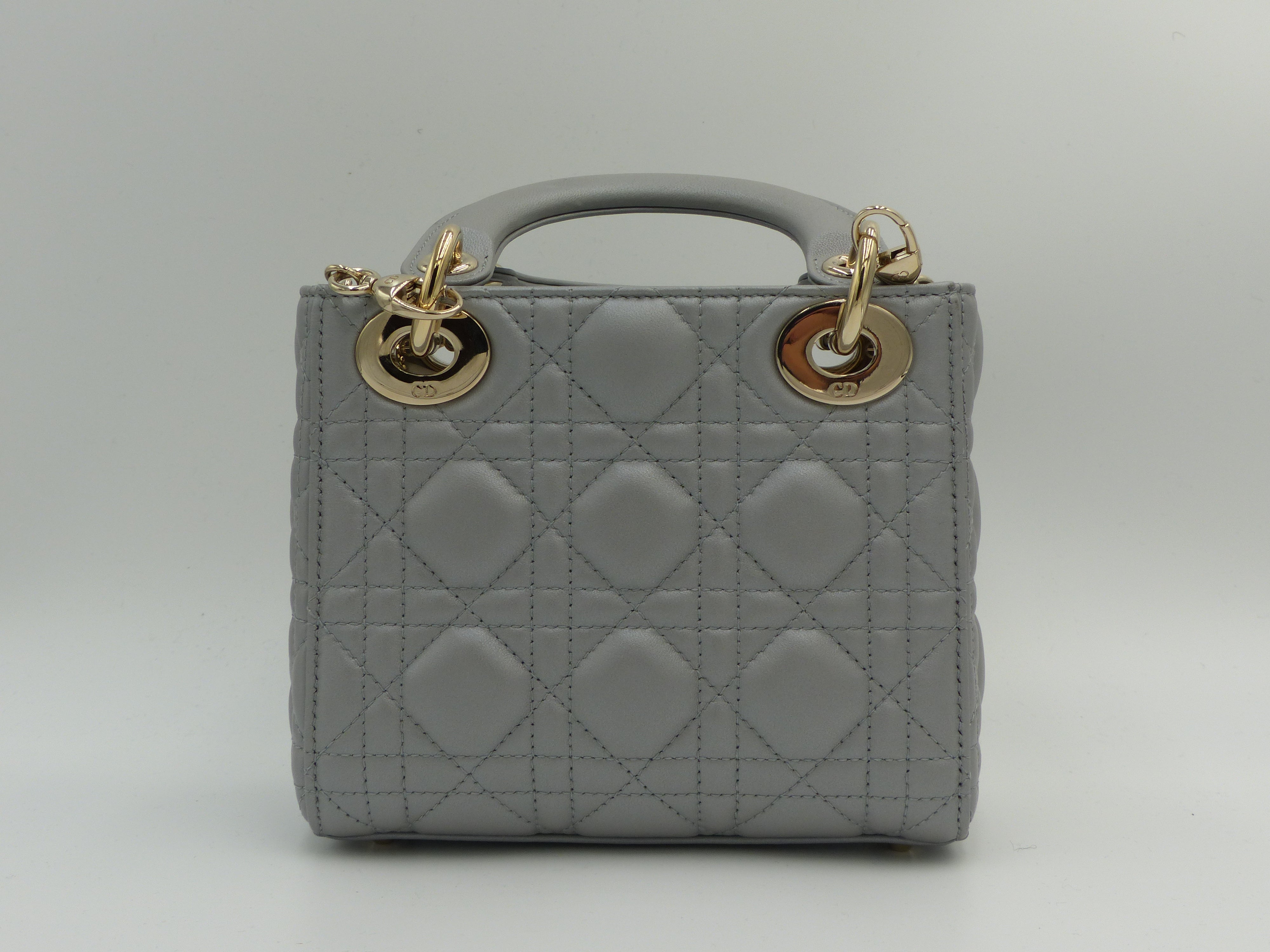 CHRISTIAN DIOR MINI LADY DIOR LIGHT GREY FancyFairy Second Hand Designers Luxury consignment store in Australia