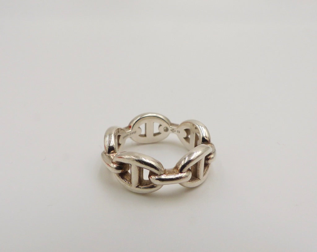 HERMES SIZE 53 BAGUE ENCHAINEE RING SILVER